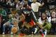 Rockets guard James Harden, matched up with Timberwolves rookie Andrew Wiggins, has helped key the Rockets' defensive improvement