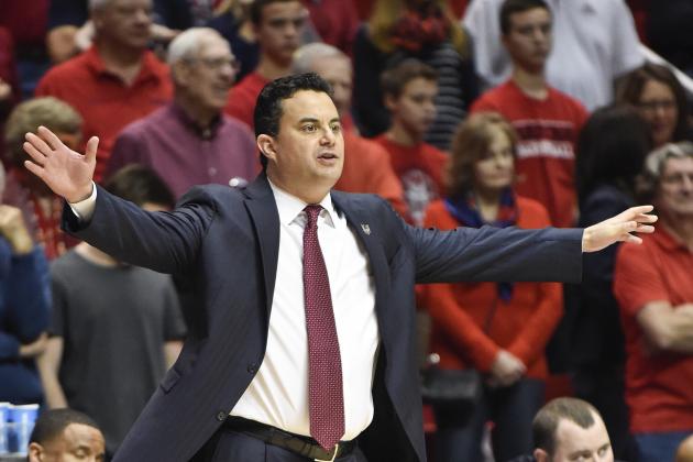 Arizona head coach Sean Miller during the first half in a second-round game in the NCAA college basketball tournament Friday, March 21, 2014, in San Diego. (AP Photo/Denis Poroy)