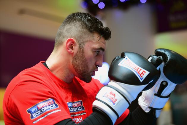 CARDIFF, WALES - NOVEMBER 17: Boxer Nathan Cleverly looks on during a public workout ahead of his fight against Tony Bellew at the Queens Arcade on November 17, 2014 in Cardiff, Wales. (Photo by Stu Forster/Getty Images)