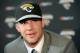 May 9, 2014; Jacksonville, FL, USA; Blake Bortles (Central Florida) addresses the media at the Upper West Touchdown Club at EverBank Field a day after being selected as the third overall pick in the first round of the 2014 NFL draft by the Jacksonville Jaguars. Mandatory Credit: John David Mercer-USA TODAY Sports