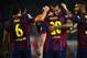 BARCELONA, SPAIN - NOVEMBER 22: Lionel Messi (C) of FC Barcelona celebrates with his teammates after scoring the opening goal during the La Liga mach between FC Barcelona and Sevilla FC at Camp Nou on November 22, 2014 in Barcelona, Spain. (Photo by David Ramos/Getty Images)