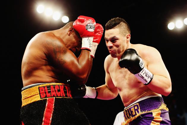 HAMILTON, NEW ZEALAND - DECEMBER 06: Joseph Parker fights Irineu Beato Costa Junior during the Fight for Life at Claudelands Event Centre on December 6, 2014 in Hamilton, New Zealand. (Photo by Hannah Peters/Getty Images)