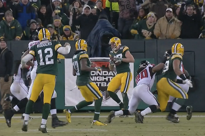 Aaron Rodgers Jukes Falcons Defensive Lineman And Fires Td Pass To Jordy Nelson Bleacher Report Latest News Videos And Highlights