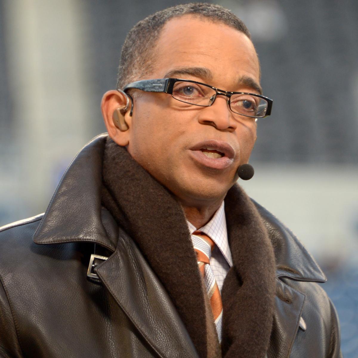 September 20, 2010; San Francisco, CA, USA; ESPN commentator Stuart Scott  before the game between the