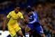 LONDON, ENGLAND - DECEMBER 10: Diego Costa of Chelsea is challenged by Andre Carrillo of Sporting Lisbon during the UEFA Champions League group G match between Chelsea and Sporting Clube de Portugal at Stamford Bridge on December 10, 2014 in London, United Kingdom. (Photo by Clive Mason/Getty Images)