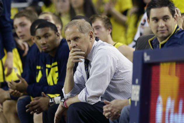 Michigan head coach John Beilein watches from the sidelines during the second half of an NCAA college basketball game against Arizona in Ann Arbor, Mich., Saturday, Dec. 14, 2013. (AP Photo/Carlos Osorio)