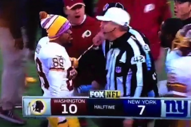 Washington Redskins receiver Santana Moss ejected vs. Giants for