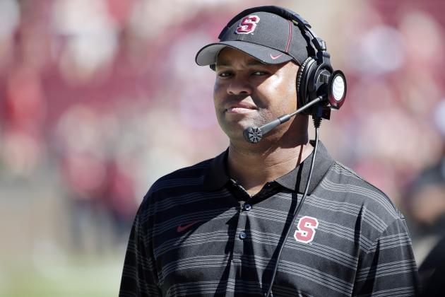 Stanford head coach David Shaw during an NCAA college football game against UC Davis on Saturday, Aug. 30, 2014, in Stanford, Calif. (AP Photo/Marcio Jose Sanchez)