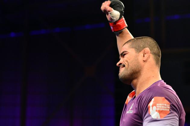 Oct 9, 2013; Barueri, Sao Paulo, Brazil; Rousimar Palhares reacts after defeating Mike Pierce (not pictured) during UFC Fight Night at Jose Correa Arena. Mandatory Credit: Jason Silva-USA TODAY Sports