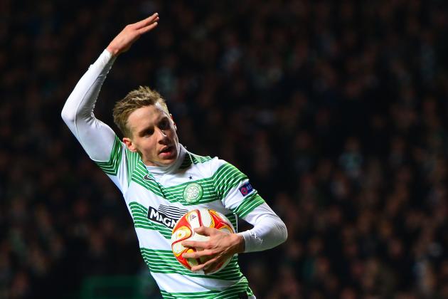 GLASGOW, SCOTLAND - NOVEMBER 27:  Stefan Johansen of Celtic celebrates scoring a goal late in the first half during the UEFA Europa League group D match between Celtic FC and FC Salzburg at Celtic Park on November 27, 2014 in Glasgow Scotland. (Photo by Mark Runnacles/Getty Images)