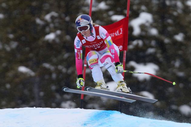 LAKE LOUISE, CANADA - DECEMBER 06: (FRANCE OUT) Lindsey Vonn of the USA takes 1st place during the Audi FIS Alpine Ski World Cup Women's Downhill on December 06, 2014 in Lake Louise, Canada. (Photo by Christophe Pallot/Agence Zoom/Getty Images)