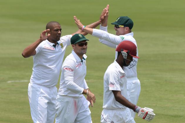 PRETORIA, SOUTH AFRICA - DECEMBER 19: Vernon Philander celebrates the wicket of Kraigg Braithwaite of West Indies for 34 runsduring day 3 of the 1st Test match between South Africa and West Indies at SuperSport Park on December 19, 2014 in Pretoria, South Africa. (Photo by Duif du Toit/Gallo Images/Getty Images)