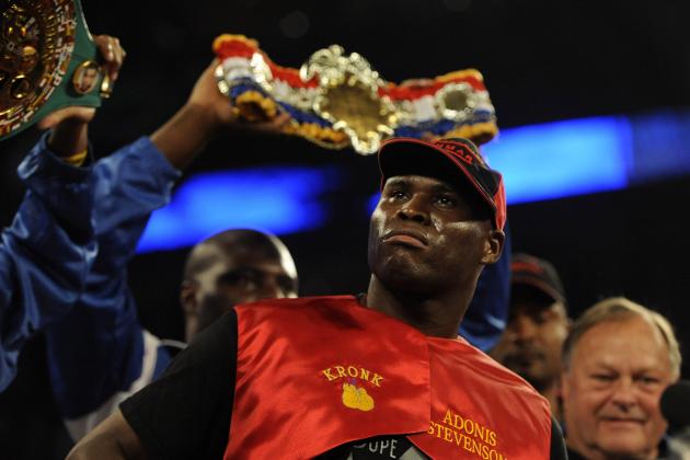 Sep 28, 2013; Montreal, Quebec, Canada;  Adonis Stevenson (yellow trunks) before his light-heavyweight WBC world championship bout against Tavoris Cloud (not pictured) at the Bell Centre. Mandatory Credit: Eric Bolte-USA TODAY Sports