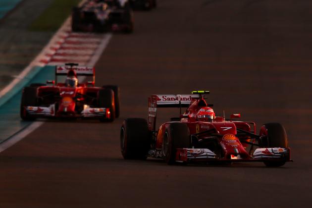 ABU DHABI, UNITED ARAB EMIRATES - NOVEMBER 23:  Kimi Raikkonen of Finland and Ferrari drives during the Abu Dhabi Formula One Grand Prix at Yas Marina Circuit on November 23, 2014 in Abu Dhabi, United Arab Emirates.  (Photo by Dan Istitene/Getty Images)