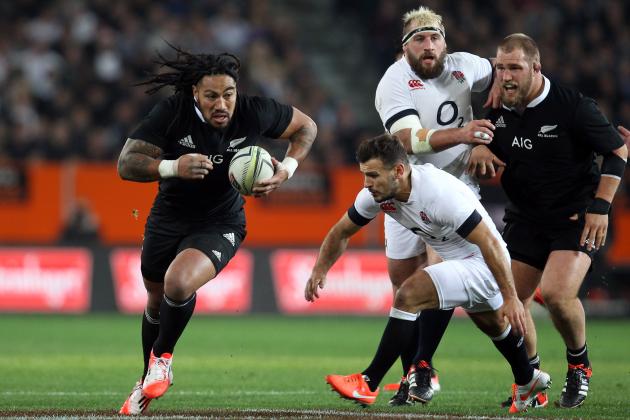 DUNEDIN, NEW ZEALAND - JUNE 14: Ma'a Nonu of New Zealand makes a break during the International Test Match between the New Zealand All Blacks and England at Forsyth Barr Stadium on June 14, 2014 in Dunedin, New Zealand.  (Photo by Rob Jefferies/Getty Images)
