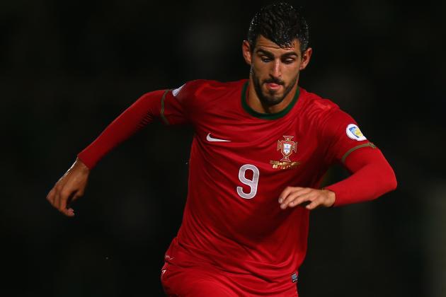 BELFAST, NORTHERN IRELAND - SEPTEMBER 06:  Nelson Oliveira of Portugal in action during the FIFA 2014 World Cup Qualifying Group F match between Northern Ireland and Portugal at Windsor Park on September 6, 2013 in Belfast, Northern Ireland.  (Photo by Bryn Lennon/Getty Images)