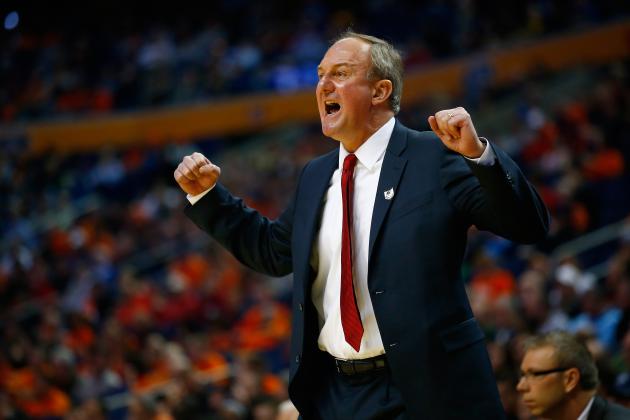 BUFFALO, NY - MARCH 20: Head coach Thad Matta of the Ohio State Buckeyes reacts during the second round of the 2014 NCAA Men's Basketball Tournament against the Dayton Flyers at the First Niagara Center on March 20, 2014 in Buffalo, New York.  (Photo by Jared Wickerham/Getty Images)