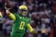 CORVALLIS, OR - NOVEMBER 29: Quarterback Marcus Mariota #8 of the Oregon Ducks passes the ball during the first quarter of the game against the Oregon State Beavers at Reser Stadium on November 29, 2014 in Corvallis, Oregon. (Photo by Steve Dykes/Getty Images)