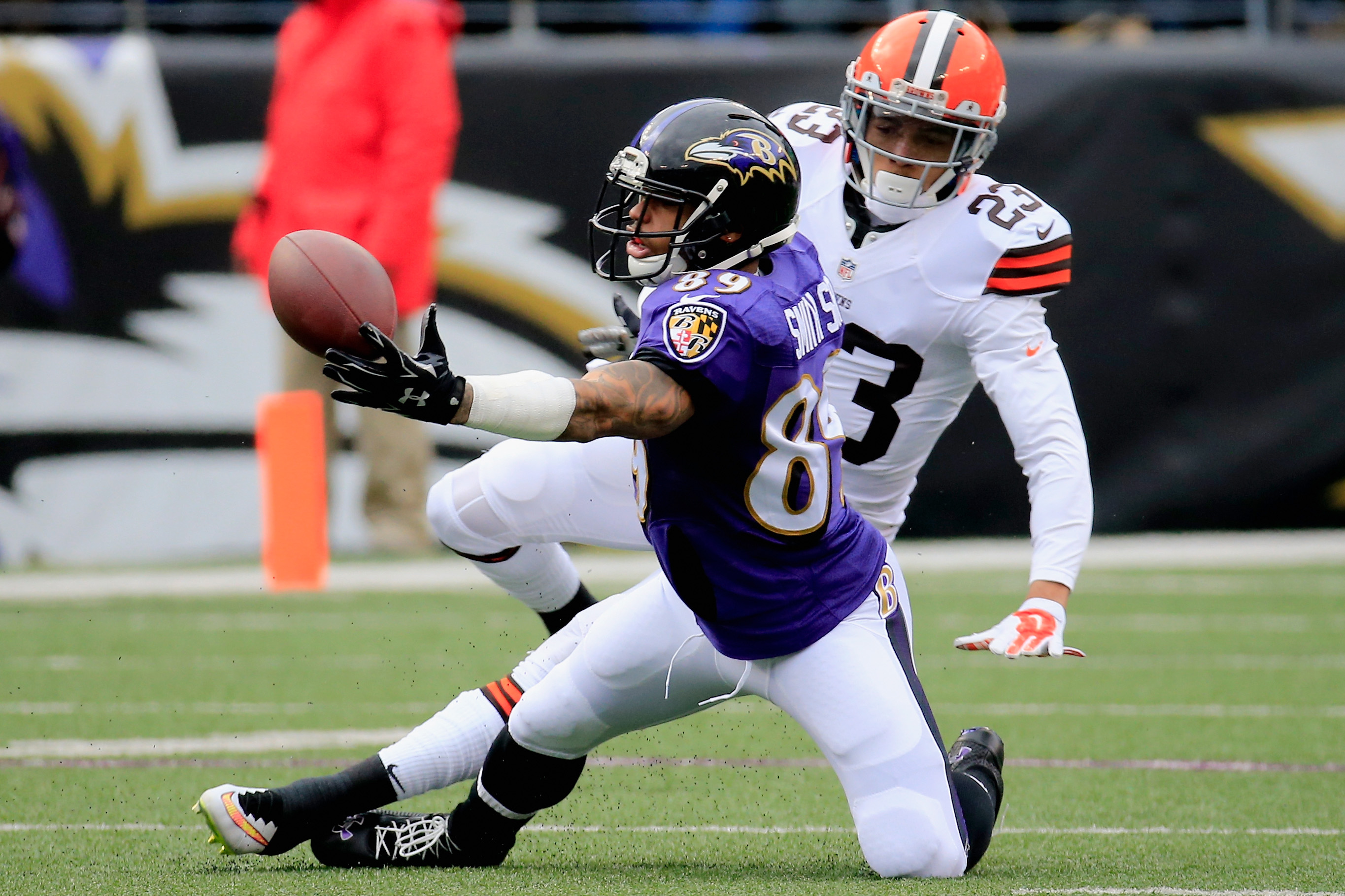 Ravens wide receiver Torrey Smith has worked to cut down on dropped passes