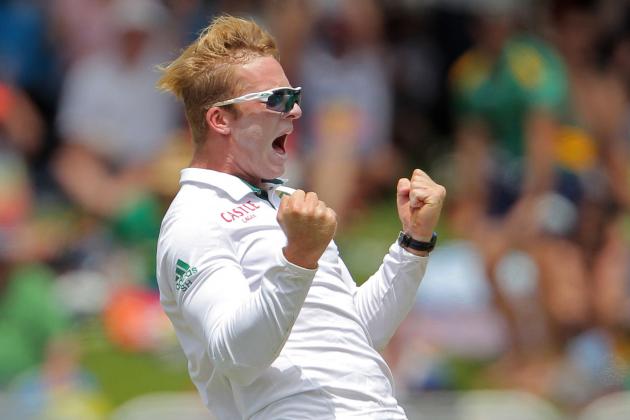 CAPE TOWN, SOUTH AFRICA - JANUARY 02: Simon Harmer of the Proteas celebrates during day 1 of the 3rd Test between South Africa and West Indies at Sahara Park Newlands on January 02, 2015 in Cape Town, South Africa. (Photo by Carl Fourie/Gallo Images)