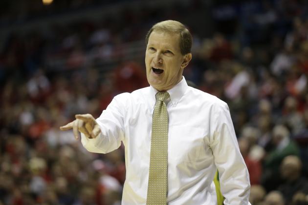 Oregon head coach Dana Altman directs his team during the first half of a second-round game against the BYU in the NCAA college basketball tournament Thursday, March 20, 2014, in Milwaukee. (AP Photo/Morry Gash)