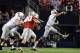 Jan 12, 2015; Arlington, TX, USA; Oregon Ducks quarterback Marcus Mariota (8) throws a pass during the second quarter against the Ohio State Buckeyes in the 2015 CFP National Championship Game at AT&T Stadium. Mandatory Credit: Tommy Gilligan-USA TODAY Sports
