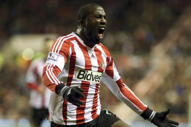 Sunderland's Jozy Altidore celebrates his goal during their English Premier League soccer match against Chelsea at the Stadium of Light, Sunderland, England, Wednesday, Dec. 4, 2013. (AP Photo/Scott Heppell)