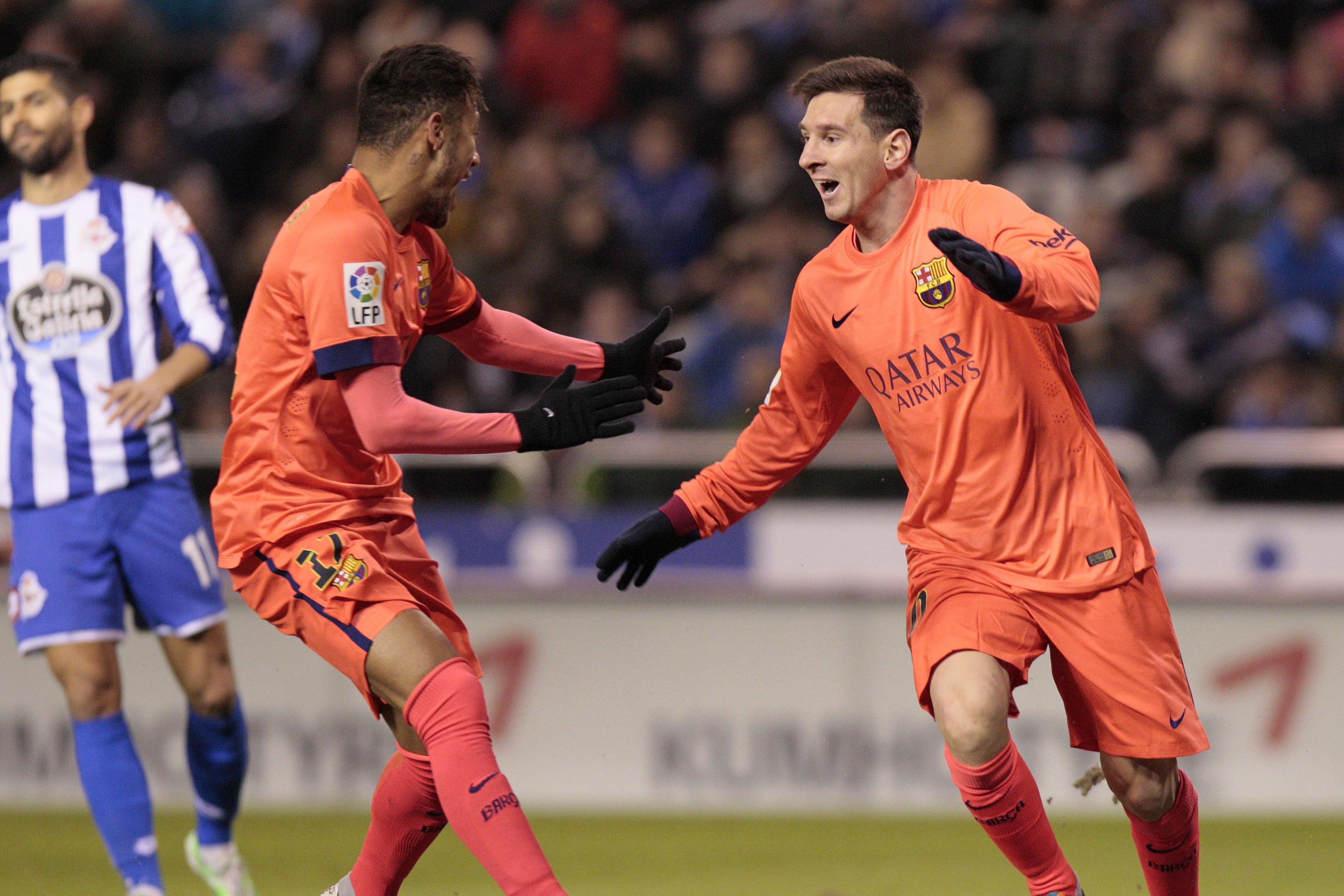 Messi scores three as 10-man Barca holds off Deportivo