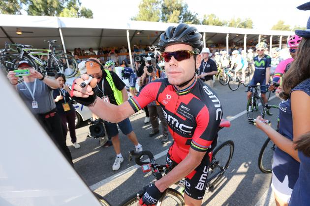 ADELAIDE, AUSTRALIA - JANUARY 18:  Cadel Evans of Australia and the BMC Racing team signs on before riding in the People's Choice Classic, a one day event prior to Stage 1 of the 2015 Santos Tour Down Under on January 18, 2015 in Adelaide, Australia.  (Photo by Morne de Klerk/Getty Images)