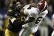 Dec 6, 2014; Atlanta, GA, USA; Missouri Tigers defensive lineman Shane Ray (56) tackles Alabama Crimson Tide quarterback Blake Sims (6) during the second quarter of the 2014 SEC Championship Game at the Georgia Dome. The play caused Ray to be ejected from the game for targeting. Mandatory Credit: Dale Zanine-USA TODAY Sports