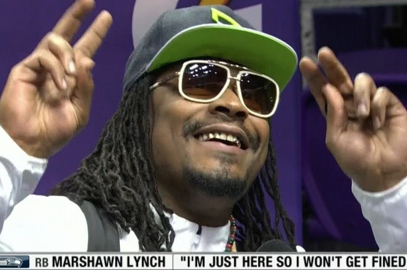 Marshawn Lynch At Super Bowl Media Day I M Here So I Won T Get Fined News Scores Highlights Stats And Rumors Bleacher Report