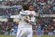 Real Madrid's Gareth Bale, left, celebrates his goal with Real Madrid's Cristiano Ronaldo, right, during a Spanish La Liga soccer match between Getafe and Real Madrid at the Coliseum Alfonso Perez stadium in Madrid, Spain, Sunday, Jan. 18, 2015. (AP Photo/Andres Kudacki)
