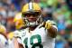SEATTLE, WA - JANUARY 18: Randall Cobb #18 of the Green Bay Packers reacts in the first half while taking on the Seattle Seahawks during the 2015 NFC Championship game at CenturyLink Field on January 18, 2015 in Seattle, Washington. (Photo by Ronald Martinez/Getty Images)