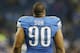 Detroit Lions defensive tackle Ndamukong Suh is seen during pre-game warmups of an NFL football game against the Minnesota Vikings at Ford Field in Detroit, Sunday, Dec. 14, 2014. (AP Photo/Paul Sancya)