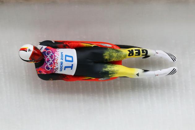 SOCHI, RUSSIA - FEBRUARY 08: Felix Loch of Germany makes a run during the Luge Men's Singles on Day 1 of the Sochi 2014 Winter Olympics at the Sliding Center Sanki on February 8, 2014 in Sochi, Russia. (Photo by Alex Livesey/Getty Images)