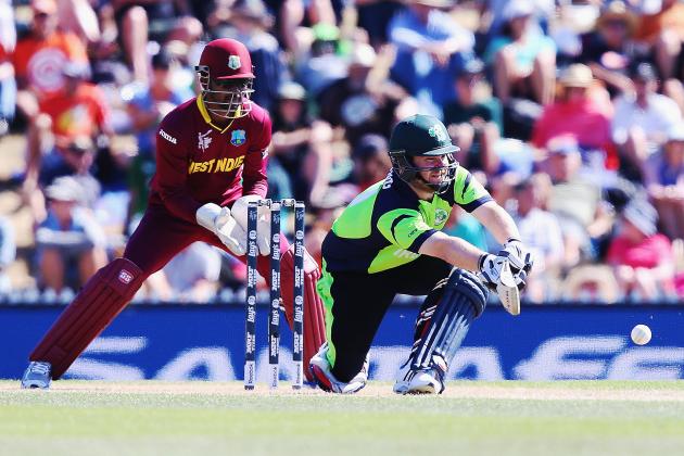 NELSON, NEW ZEALAND - FEBRUARY 16: Paul Stirling of Ireland bats during the 2015 ICC Cricket World Cup match between the West Indies and Ireland at Saxton Field on February 16, 2015 in Nelson, New Zealand.  (Photo by Hannah Peters/Getty Images)