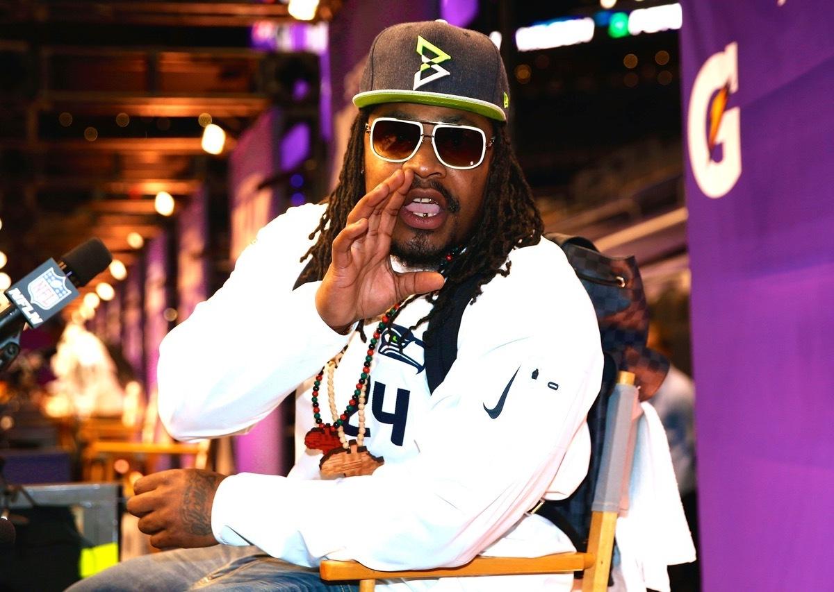Marshawn Lynch Attempting To Trademark I M Just Here So I Don T Get Fined Bleacher Report Latest News Videos And Highlights
