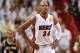 Jun 10, 2014; Miami, FL, USA; Miami Heat guard Ray Allen (34) reacts during the fourth quarter of game three of the 2014 NBA Finals against the San Antonio Spurs at American Airlines Arena. Mandatory Credit: Steve Mitchell-USA TODAY Sports