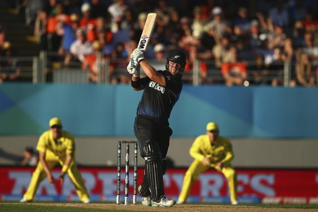 AUCKLAND, NEW ZEALAND - FEBRUARY 28: Corey Anderson of New Zealand bats during the 2015 ICC Cricket World Cup match between Australia and New Zealand at Eden Park on February 28, 2015 in Auckland, New Zealand.  (Photo by Ryan Pierse/Getty Images)