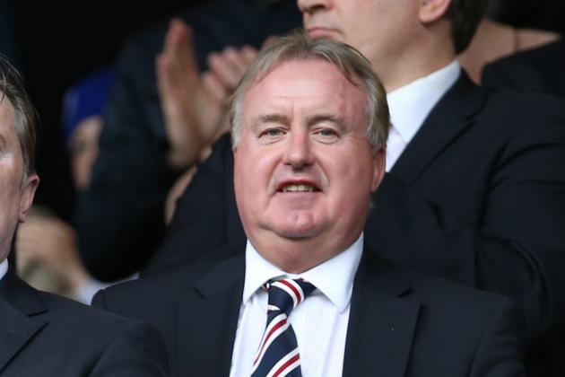 GLASGOW, SCOTLAND - AUGUST 10:  Rangers chairman David Somers during the Scottish Championship Opening League Match between Rangers and Hearts, at Ibrox Stadium on August 10, 2014 Glasgow, Scotland. (Photo by Ian MacNicol/Getty Images)