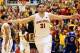 Jan 17, 2015; Ames, IA, USA; Iowa State Cyclones forward Georges Niang (31) signals a three pointer to the crowd during their game against the Kansas Jayhawks at James H. Hilton Coliseum. Iowa State beat Kansas 86-81. Mandatory Credit: Reese Strickland-USA TODAY Sports