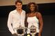 Roger Federer and Serena Williams pose before the 2009 U.S. Open draw ceremony.