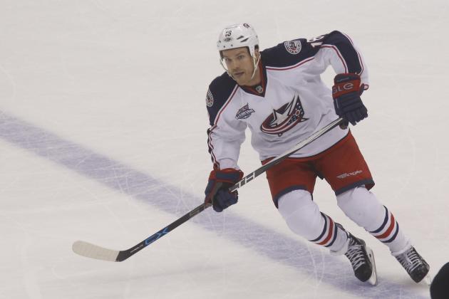 Columbus Blue Jackets' David Clarkson (18) plays in an NHL hockey game between the Pittsburgh Penguins and the Columbus Blue Jackets, Sunday, March 1, 2015 in Pittsburgh. (AP Photo/Keith Srakocic)