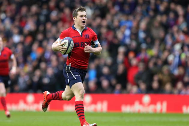 Scotland's Mark Bennett goes on to score his try against Italy during their Six Nations rugby union international match at Murrayfield stadium, Edinburgh, Scotland, Saturday Feb. 28, 2015. (AP Photo/Scott Heppell)