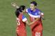 United States' Abby Wambach (20) celebrates with Christen Press (23) after scoring in the first half of an international friendly game with Mexico on Saturday, Sept. 13, 2014, in Sandy, Utah. (AP Photo/Rick Bowmer)