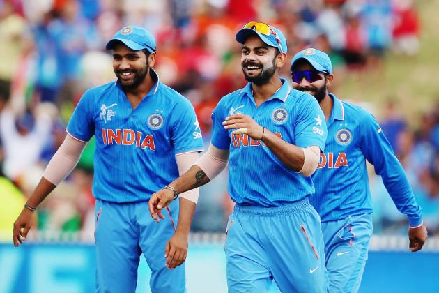HAMILTON, NEW ZEALAND - MARCH 10:  Virat Kohli of India celebrates after running out Stuart Thompson of Ireland during the 2015 ICC Cricket World Cup match between Ireland and India at Seddon Park on March 10, 2015 in Hamilton, New Zealand.  (Photo by Hannah Peters/Getty Images)