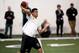Oregon's Marcus Mariota works out for NFL football scouts during Pro Day at the University of Oregon, Thursday, March 12, 2015, in Eugene, Ore. (AP Photo/Ryan Kang)