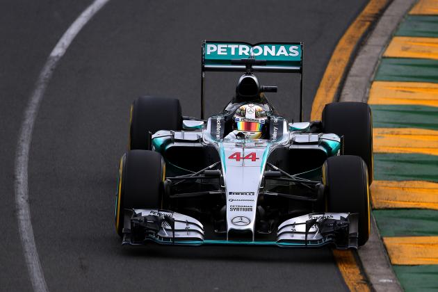 MELBOURNE, AUSTRALIA - MARCH 14:  Lewis Hamilton of Great Britain and Mercedes GP drives during qualifying for the Australian Formula One Grand Prix at Albert Park on March 14, 2015 in Melbourne, Australia.  (Photo by Dan Istitene/Getty Images)
