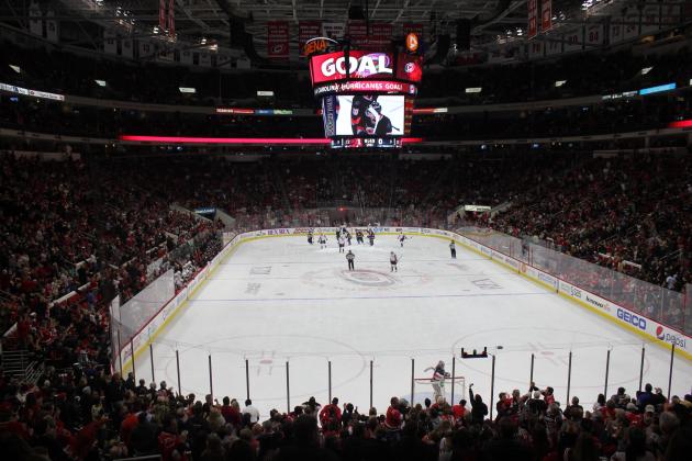 RALEIGH, NC - MARCH 06: Alexander Semin #28 of the Carolina Hurricanes prepares to take the ice during their NHL game against the Minnesota Wild at PNC Arena on March 6, 2015 in Raleigh, North Carolina.  (Photo by Gregg Forwerck/NHLI via Getty Images)