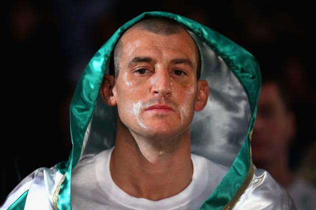 LIVERPOOL, ENGLAND - MARCH 06: Derry Mathews makes his way in to the ring to face Gyorgy Mezei Jnr during the Lightweight Contest between Derry Mathews and Gyorgy Mezei Jnr at the Echo Arena on March 6, 2015 in Liverpool, England. (Photo by Alex Livesey/Getty Images)